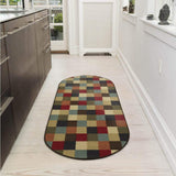 Checks Design Multi-color Area Rug Non-Slip/ No Skid