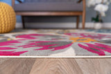 Floral Multi-color Gray Yellow Fuchsia Area Rugs