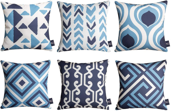 Set of 6 Geometric Pattern Double Side Print Decorative Throw Pillow Case Cushion Cover