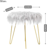 Fur Stool Fuzzy Vanity Chair Makeup Vanity Bedroom Seat