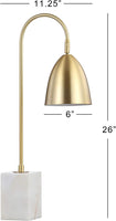 Ana 26" Arched Metal with Marble Base LED Lamp  Gold/White