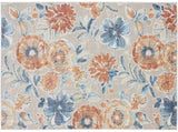 Aquabury Modern Floral Ivory Blue Orange Soft Area Rug