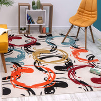 Pastel Collection Contemporary Polypropylene Indoor Multi-Color Area Rug