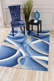 Abstract Swirls Blue Soft Area Rugs