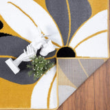 Victoria Collection Modern Mustard Yellow Floral Area Rug
