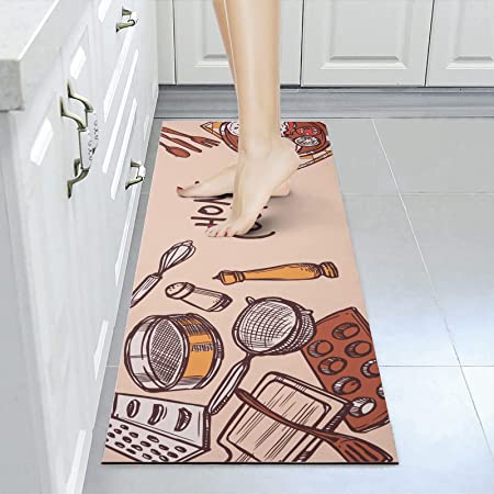 2 Piece Kitchen Rug Sets with Runner Non Slip Kitchen Rugs Floor