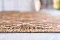 Trellis Geometric Border Indoor/ Outdoor Flat Weave Light Brown/ Brown