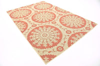 Botanical Collection Floral Abstract Transitional Indoor Outdoor Flatweave Beige /Terracotta Area Rug