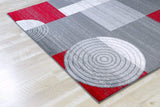 Modern Trendz Abstract Circle Grey Red Premium Soft Area Rug
