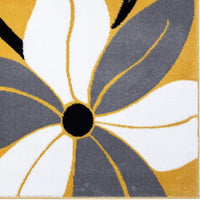 Victoria Collection Modern Mustard Yellow Floral Area Rug
