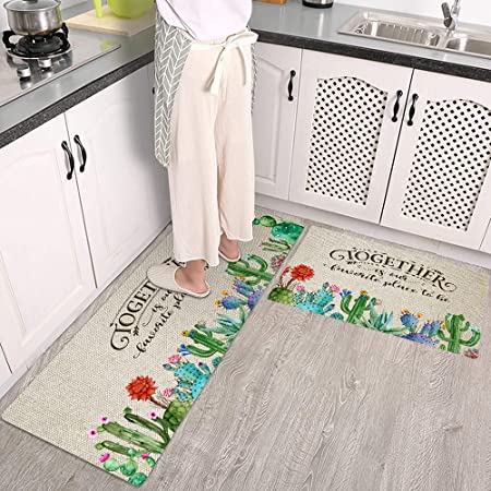 Anti Fatigue Kitchen Mat Set Of 2 Blue Cushioned Rugs Comfort
