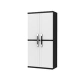 Home Garage Storage Cabinet Grey/Black with Doors and Shelves