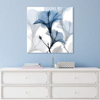 Blue X-Ray Floral 24" Square Tempered Glass Graphic Wall Art
