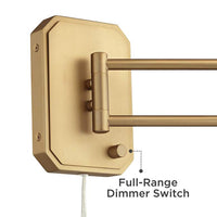 Possini Euro Atka Antique Brass Plug-In Swing Arm Wall Lamp