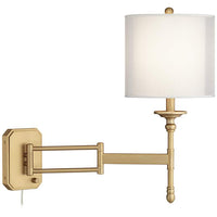 Possini Euro Atka Antique Brass Plug-In Swing Arm Wall Lamp
