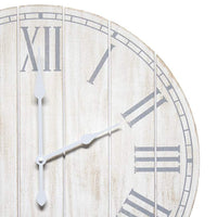 Dempsey White Wash Wood 23" Round Wall Clock