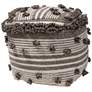 Eligah Ivory and Brown Moroccan Inspired Pouf Ottoman
