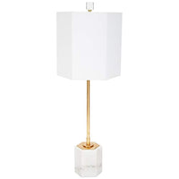Scout Gold Metal and Hexagon White Marble Buffet Table Lamp