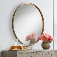 Cally 31 1/2" Round Metal Luxe Gold Wall Mirror