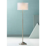 Possini Euro Roxie Brushed Nickel Floor Lamp with Double Drum Shade