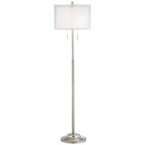 Possini Euro Roxie Brushed Nickel Floor Lamp with Double Drum Shade