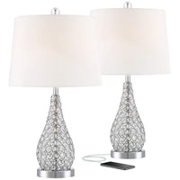 Sergio Chrome Accent USB Lamp Set with Table Top Dimmers
