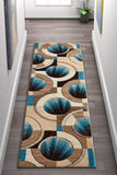 Modern Geometric Blue, Beige, Brown Comfy Hand Carved Area Rugs