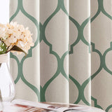 Moroccan Tile Linen Textured Curtains Printed Curtain Panel Thermal Insulated Window Treatment 1 Panel 45 Inch Beige