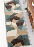 Modern Geometric Mint Blue Brown Beige Comfy Hand Carved Area Rugs