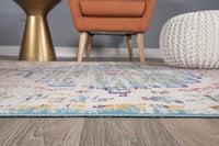 Vintage Medallion Floral Ivory Blue Soft Area Rug