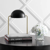Porter 13.5" Art Deco Dome Lamp Gold/White