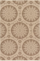 Indoor/Outdoor Botanical Collection Floral Abstract Transitional Flatweave Beige /Brown Area Rug