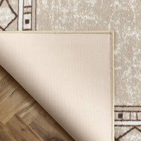 Bordered Non-Skid Low Profile Pile Rubber Backing Kitchen Area Rugs Beige