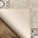 Bordered Non-Skid Low Profile Pile Rubber Backing Kitchen Area Rugs Beige