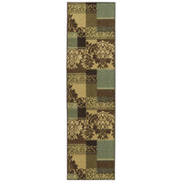 Damask Brown Green Beige Non Skid Area Rugs