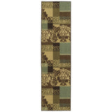 Damask Brown Green Beige Non Skid Area Rugs