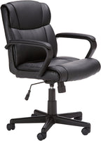 Padded, Ergonomic, Adjustable, Swivel Office Desk Chair with Armrest, Black Bonded Leather