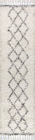 Mercer Plush Tassel Moroccan Tribal Geometric Trellis Area Rugs, Cream/Grey