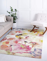 Modern Floral Ivory Multi-color Area Rugs