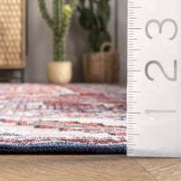 Marli Machine Washable Faded Medallion Area Rug, Rust
