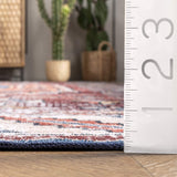 Marli Machine Washable Faded Medallion Area Rug, Rust