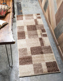 Warm Toned Checkered Beige Light Brown Area Rugs