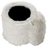 Carminna White Faux Fur Round Accent Stool with Storage
