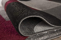 Circle Gray/Grey Burgundy Area Rug