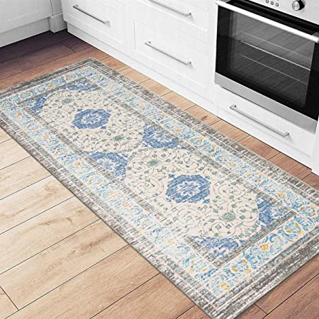 Rugshop Persian Traditional Anti Fatigue Standing Mat 18" x 47" Blue