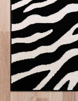 Zebra Animal Print Black Area Rug