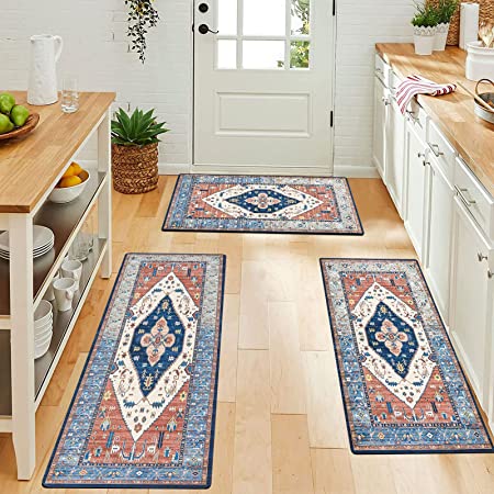 Pauwer Boho Kitchen Rug Sets 3 Piece with Runner Farmhouse Kitchen Rug –  Discounted-Rugs