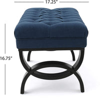 Knight Home Scarlett Fabric Ottoman Bench, Dark Blue