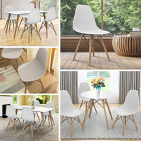 Giantex DSW Dining Chair, Pre Assembled Mid Century Style Wood Dining Chairs, Modern DSW Chair, Shell Lounge Plastic Side Chair for Kitchen, Dining, Bedroom, Living Room, Set of 4, White