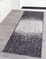 Outdoor Modern Collection Distressed Gradient Transitional Charcoal Gray Area Rug